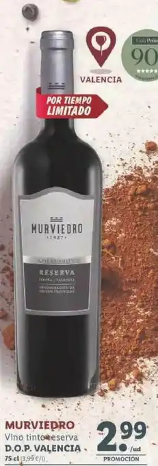 Lidl Murviedro Vino Tinti Reserva D.O.P. Valencia 75cl oferta