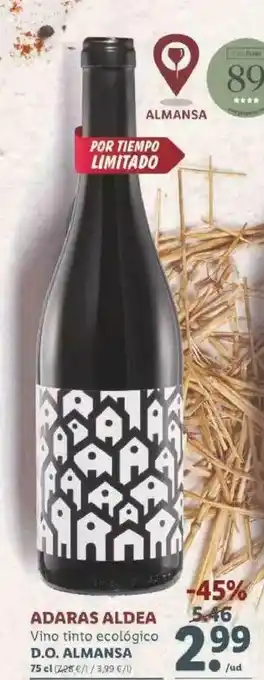 Lidl Adaras Aldea Vino Tinto Ecológico D.O. Almansa 75cl oferta