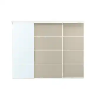 IKEA Skytta / mehamn/auli puerta corredera combi, blanco ambos lados/beige espejo, 251x205 cm oferta