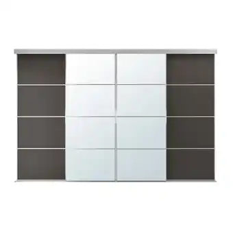 IKEA Skytta / mehamn/auli puerta corredera combi, aluminio/gris oscuro espejo, 301x205 cm oferta
