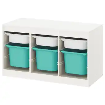 IKEA Trofast combinación de almacenaje con cajas, blanco/turquesa, 99x44x56 cm oferta