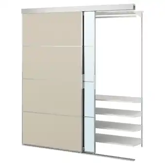 IKEA Skytta / boaxel armario con puerta corredera, aluminio mehamn/auli/beige espejo, 177x65x205 cm oferta