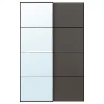 IKEA Auli / mehamn puertas correderas, 2 uds, espejo/ambos lados gris oscuro, 150x236 cm oferta