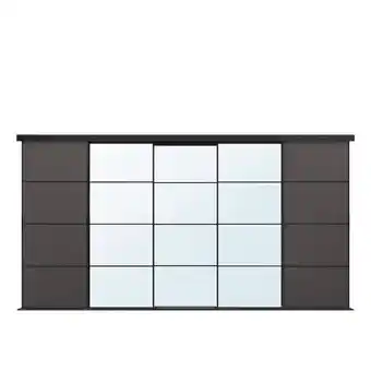 IKEA Skytta / mehamn/auli puerta corredera combi, negro/gris oscuro espejo, 376x205 cm oferta