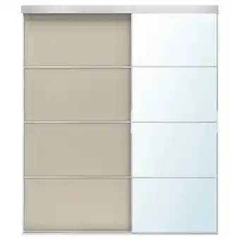 IKEA Skytta / mehamn/auli puerta corredera combi, aluminio ambos lados/beige espejo, 177x205 cm oferta