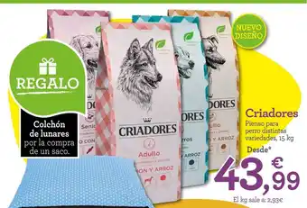 TiendAnimal Criadores Pienso para perro distintas variedades 15 kg oferta