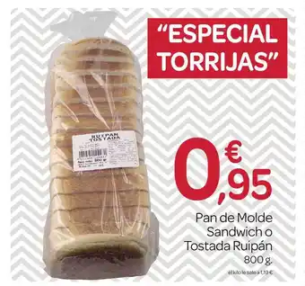 Supermercados El Jamón Pan de Molde Sandwich o Tostada Ruipán 800 g oferta