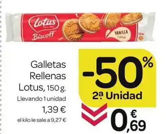 Supermercados El Jamón Lotus Galletas Rellenas, 150 g oferta