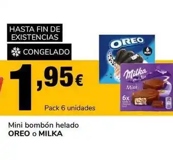 Supeco Oreo o Milka Mini Bombón Helado, Pack 6 unidades oferta