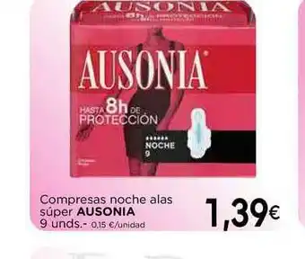 Supermercados Piedra Ausonia Compresas Noche Alas Súper 9 unds oferta