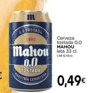 Supermercados Piedra Mahou Cerveza Tostada 0,0 lata 33 cl oferta