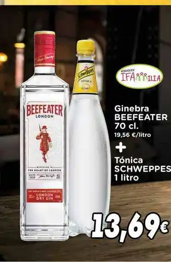 Supermercados Piedra Ginebra Beefeater 70 cl + Tónica Schweppes 1 litro oferta