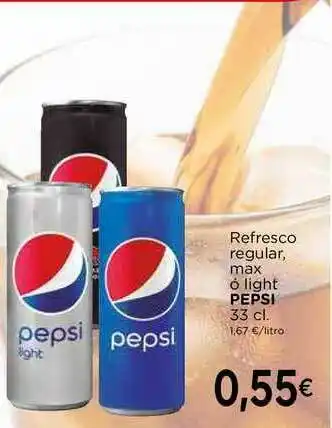 Supermercados Piedra Pepsi Refresco Regular Max ó Light 33cl oferta