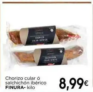 Supermercados Piedra Finura Chorizo Cular ó Salchichón Ibérico oferta