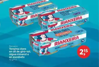 Suma Supermercados Rianxeira Tonyina clara en oli de gira-sol, aigua mineral o en escabetx 52 g P-2 oferta