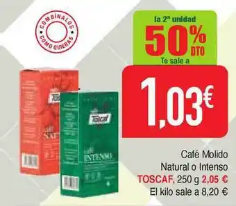 Masymas Toscaf Café Molido Natural o Inteso 250 g oferta