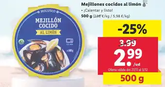 Lidl Mejillones cocidos al limón oferta