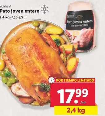 Lidl MonissaⓇ Pato joven entero 2,4 kg oferta