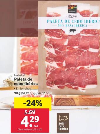 Lidl Realvalle® Paleta de cebo ibérica oferta