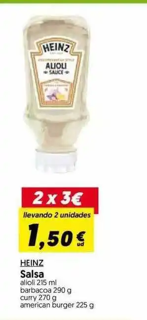 Hiper Usera Heinz Salsa alioli 215 ml oferta