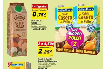 Hiper Usera Gallina Blanca Caldo 100% Natural, pack 2 x 1 L oferta
