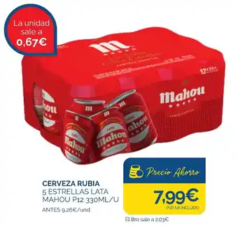 Cash Ecofamilia CERVEZA RUBIA 5 ESTRELLAS LATA MAHOU P12 330ML/U oferta