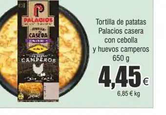 FROIZ Tortilla de patatas Palacios casera con cebolla y huevos camperos 650 g oferta