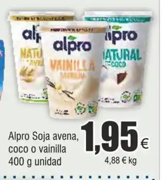 FROIZ Alpro Soja avena, coco o vainilla 400 g unidad oferta