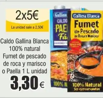 FROIZ Caldo Gallina Blanca 100% natural Fumet de pescado de roca y marisco o Paella 1 L unidad oferta