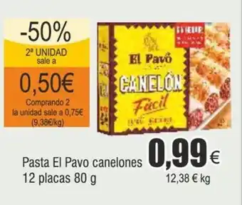 FROIZ Pasta El Pavo canelones 12 placas 80 g oferta