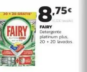 Supermercados Lupa Fairy Detergente Plantium Plus 20 + 20 lavados oferta