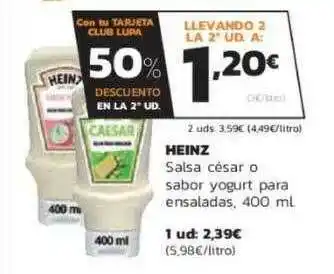 Supermercados Lupa Heinz Salsa César O Sabor Yogurt Para Ensaladas oferta