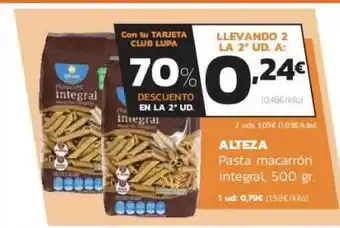 Supermercados Lupa Alteza Pasta Macarrón Integral 500gr oferta