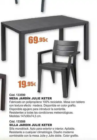 Ferrcash Mesa Jardín Julie Keter Silla Jardín Julie Keter oferta