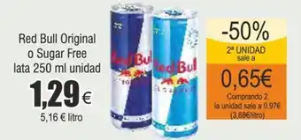 FROIZ Red Bull Original o Sugar Free lata 250 ml unidad oferta