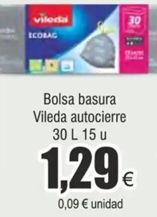 FROIZ Bolsa basura Vileda autocierre 30 L 15 u oferta