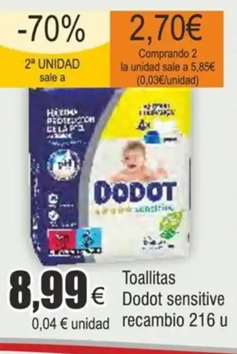 FROIZ Toallitas Dodot sensitive recambio 216 u oferta