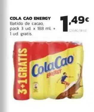 Supermercados Lupa Cola Cao Energy Batido De Cacao pack 3 ud x 188 ml 1 ud gratis oferta