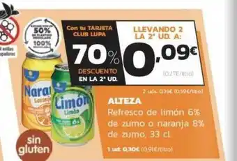 Supermercados Lupa Alteza Refresco De Limón 6% De Zumo O Naranja 8% De Zumo 33 cl oferta
