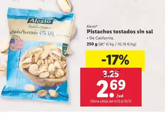Lidl Pistachos tostados sin sal oferta