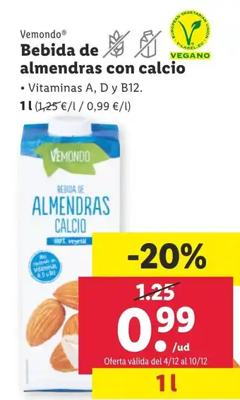 Lidl Bebida de almendras con calcio oferta