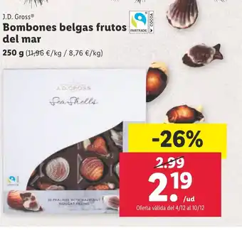 Lidl Bombones belgas frutos del mar oferta