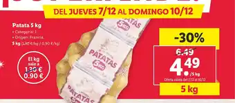 Lidl Patata 5 kg oferta