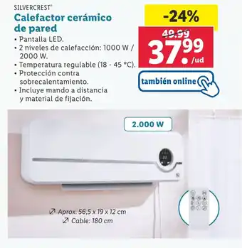 Lidl Calefactor cerámico de pared oferta