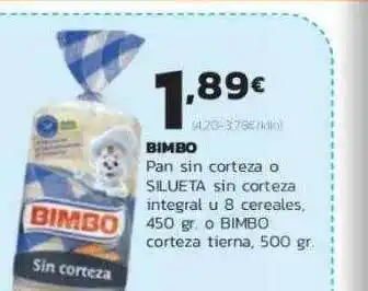Supermercados Lupa Bimbo Pan Sin Corteza O Silueta Sin Corteza Integral Cereales, 450gr O Bimbo 500gr oferta