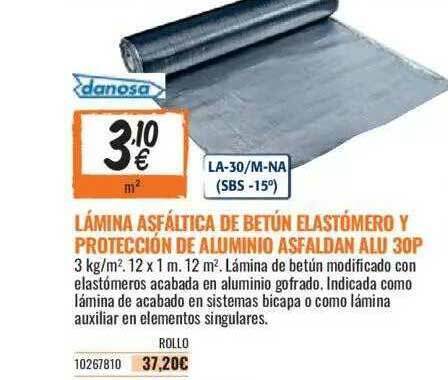 Bricomart Lámina Asfáltica De Betún Elastómero Y Protección De Aluminio Asfaldan Alu 30p oferta