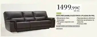 Costco Sofá Reclinable Eléctro 3 Plazas En Piel oferta