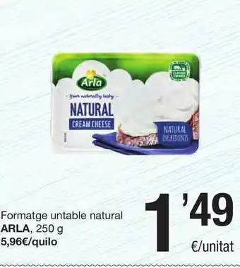 SPAR Fragadis Formatge Untable Natural Arla 250g oferta
