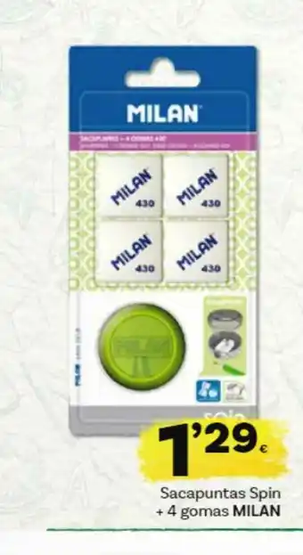 Supermercados Dani Sacapuntas Spin + 4 Gomas Milan oferta