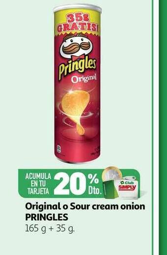 Alcampo Original O Sour Cream Onion Pringles 165g oferta